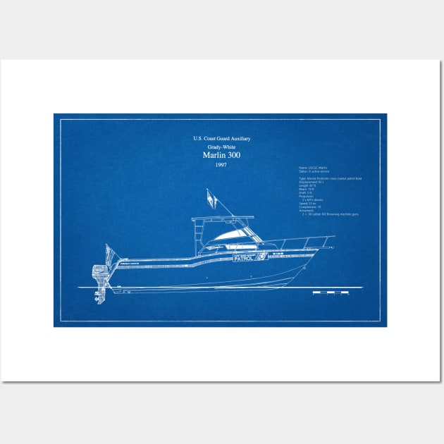 United States Coast Guard Auxiliary Marlin 300 - AD Wall Art by SPJE Illustration Photography